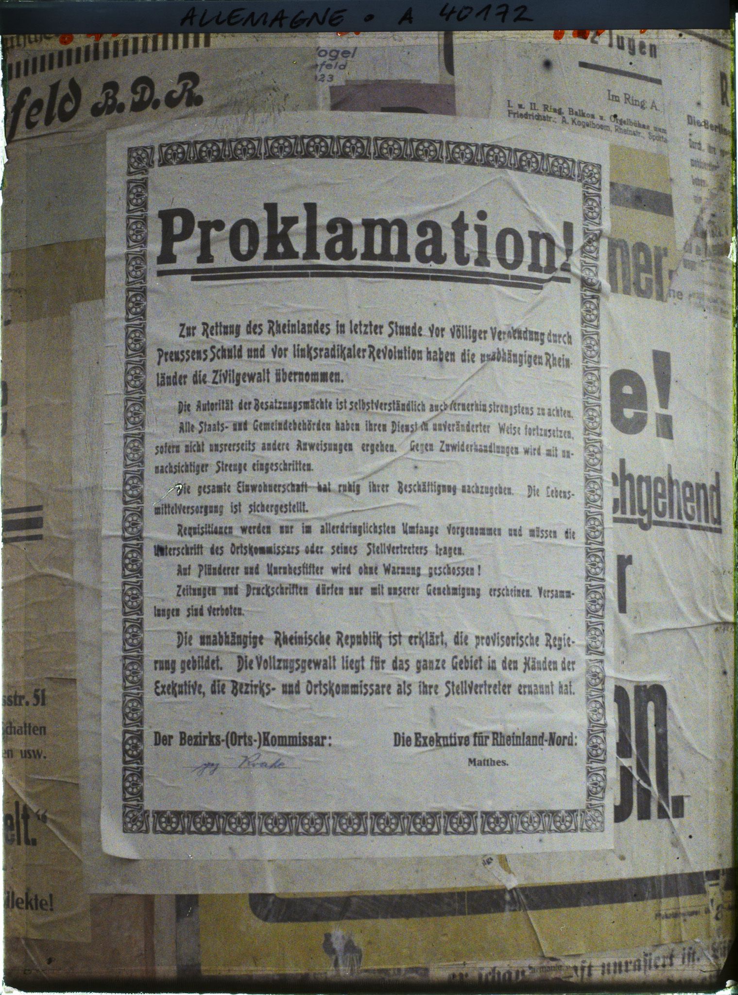 Image représentant Prusse, Crefeld, Proclamation de la République ( Affiche)