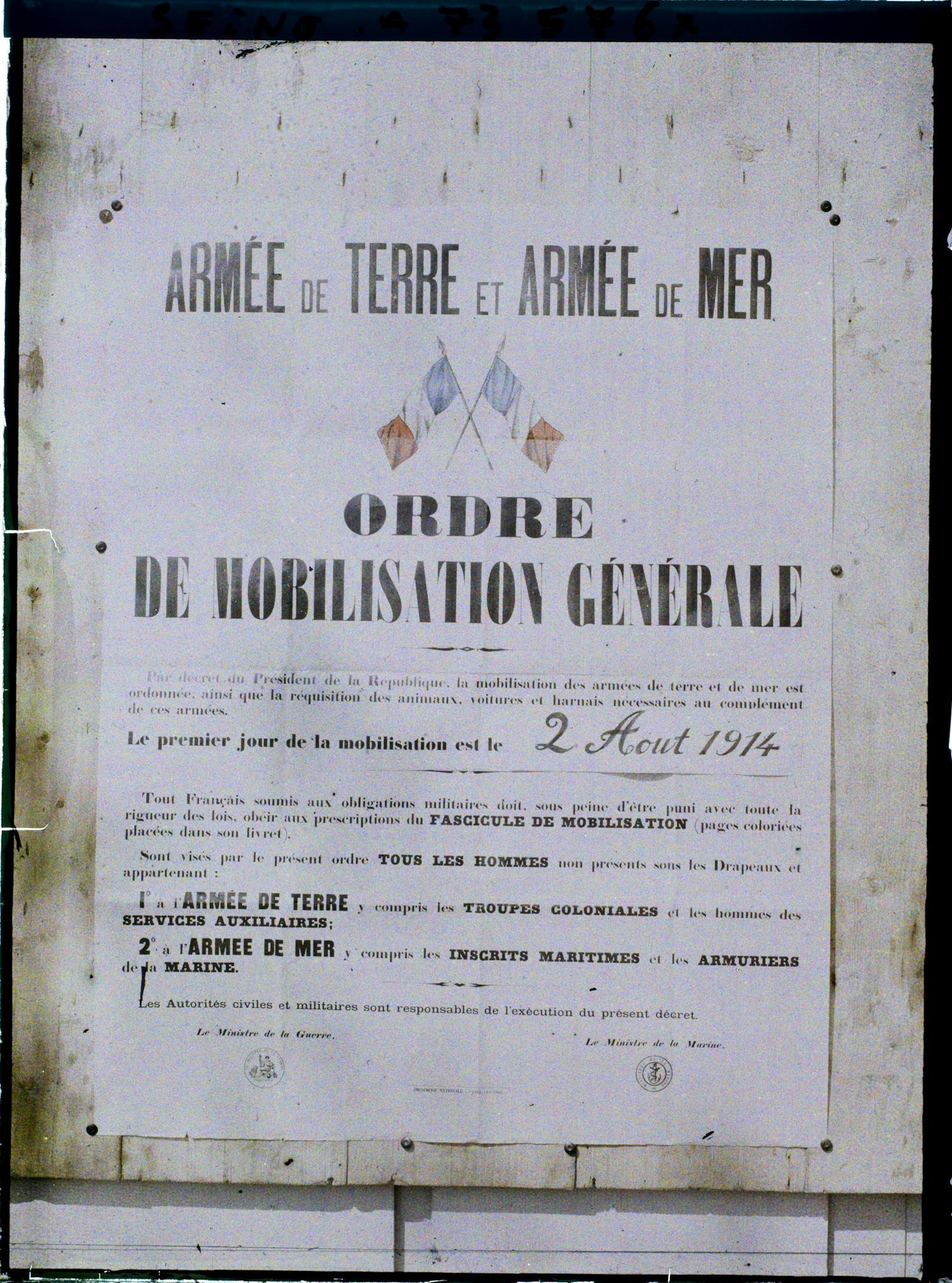 Image représentant Affiche de la mobilisation générale du 2 Août 1914