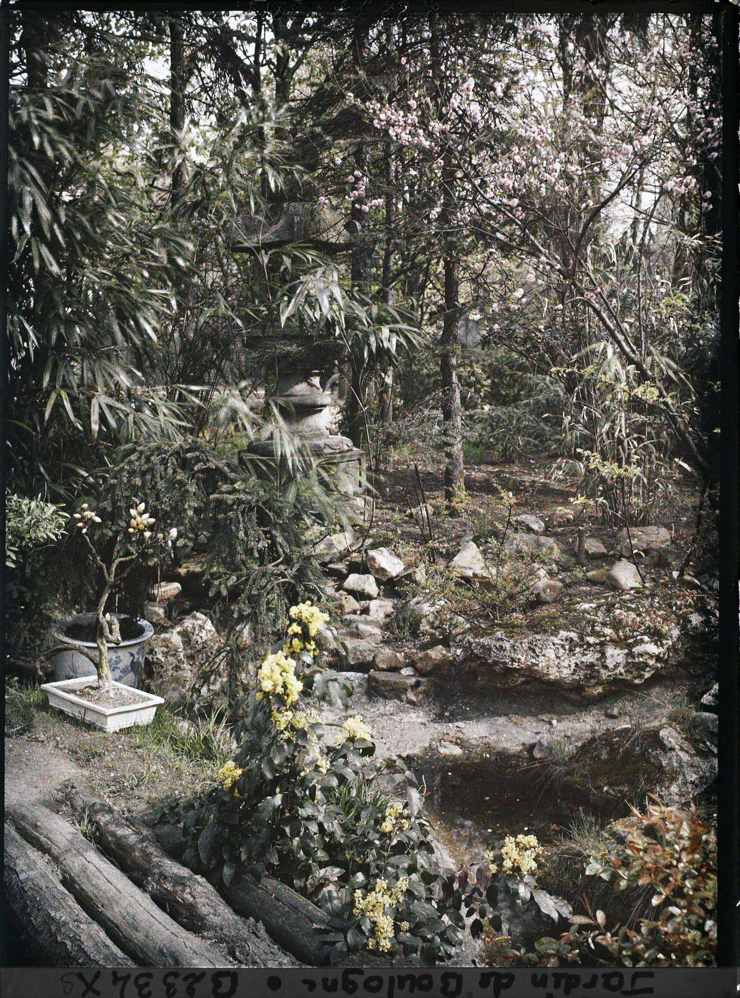 Image représentant Lanterne près d'un ruisseau ; vers l'entrée du " village japonais ", côté jardin anglais ?