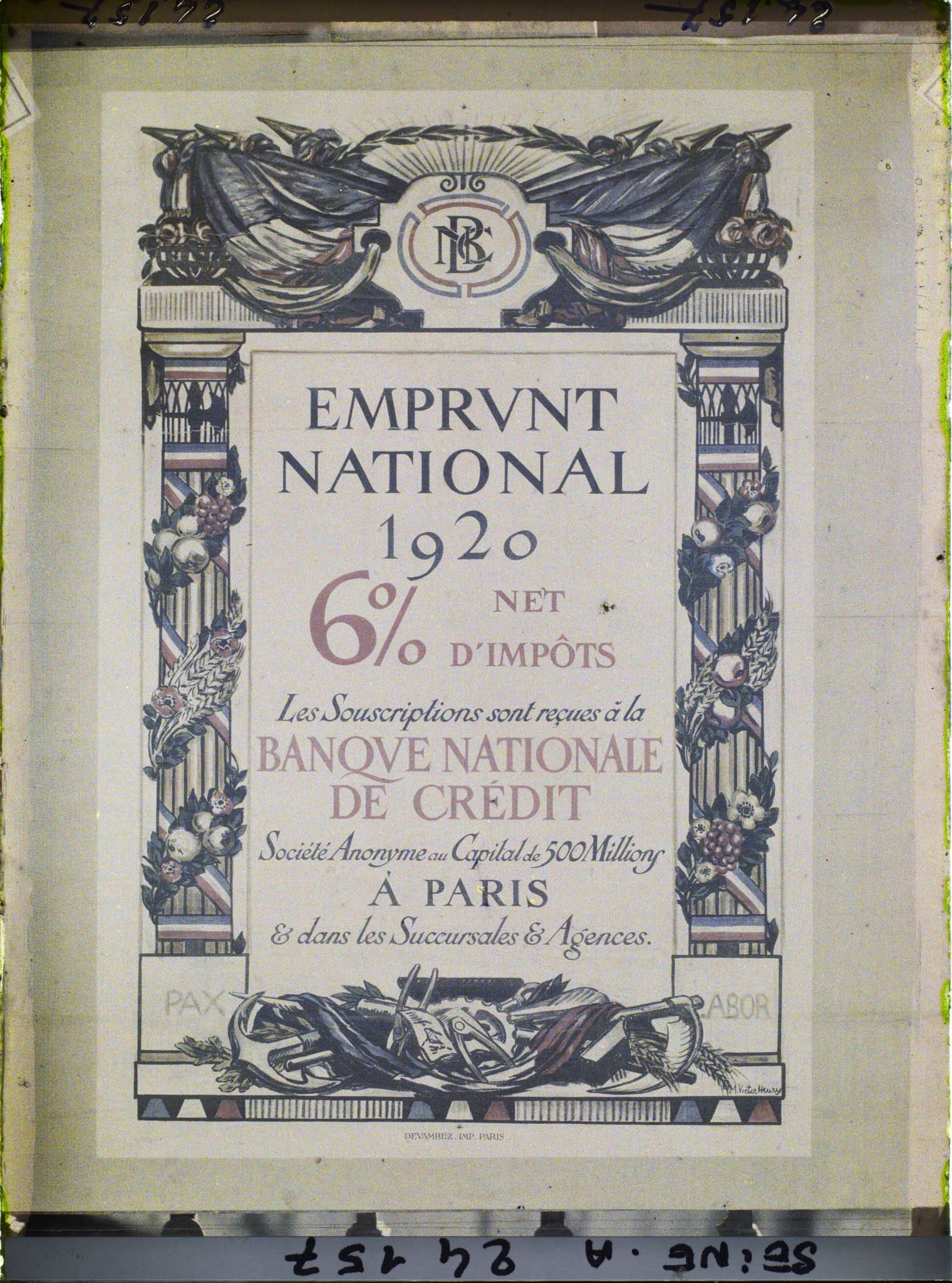 Image représentant Affiche de l'emprunt national de 1920, Banque nationale de Crédit