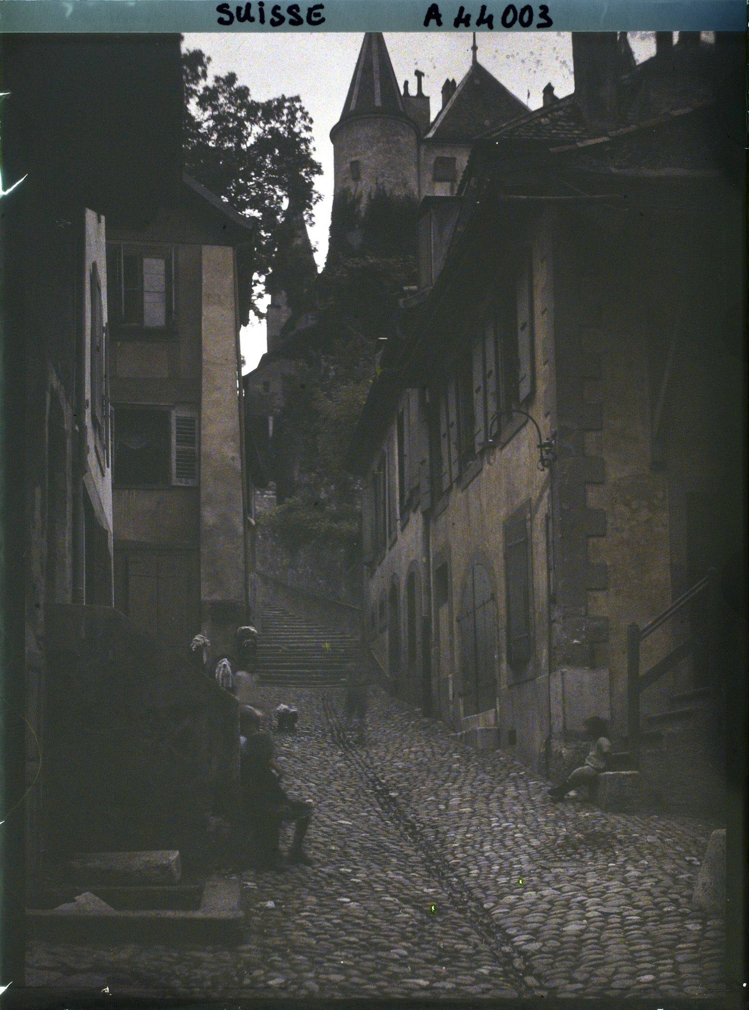 Image représentant La ruelle de la Poterne et le château de Nyon