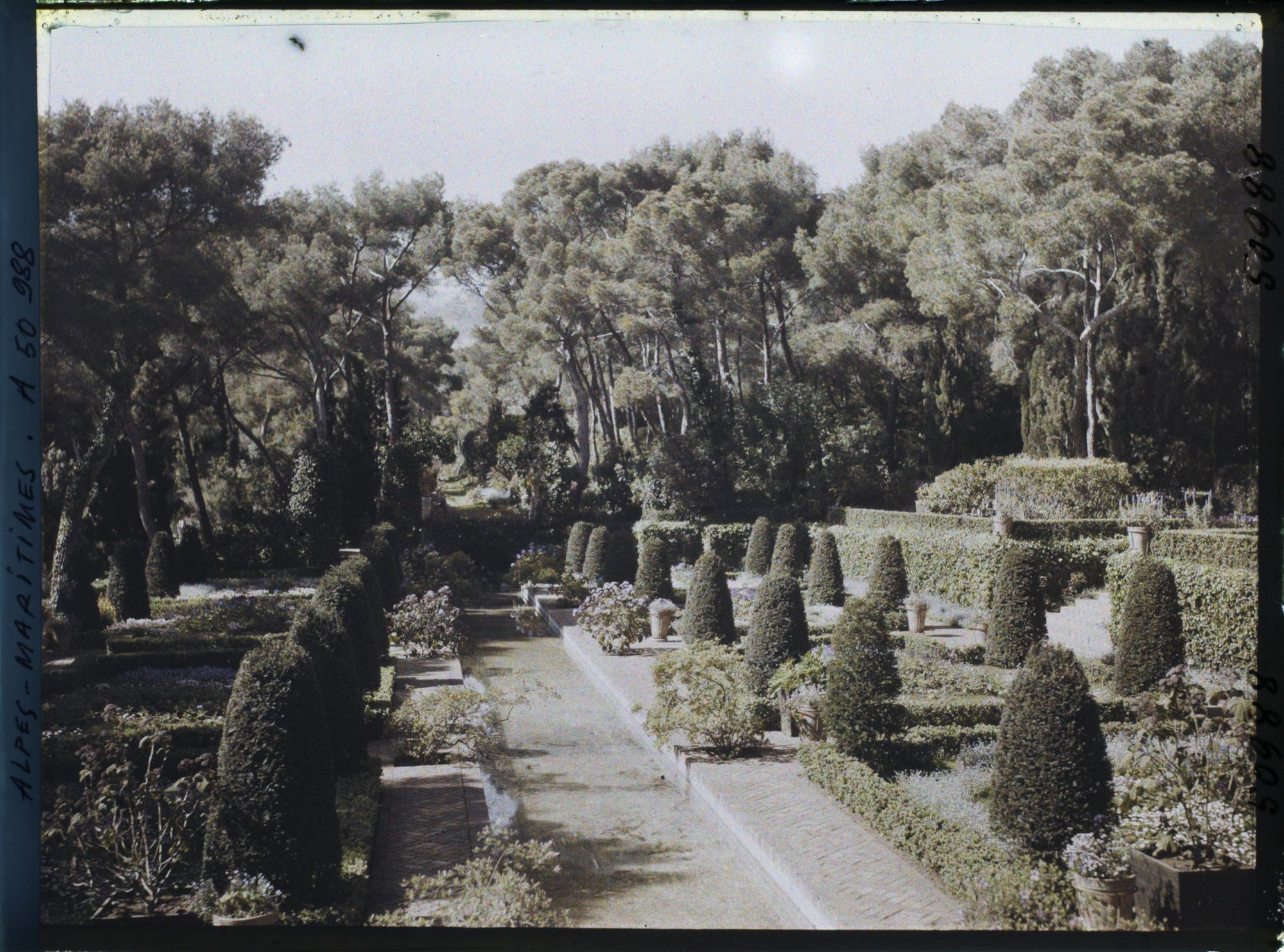 Image représentant Le bassin d'eau du jardin persan de la villa Cypris, vu en direction de l'Ouest