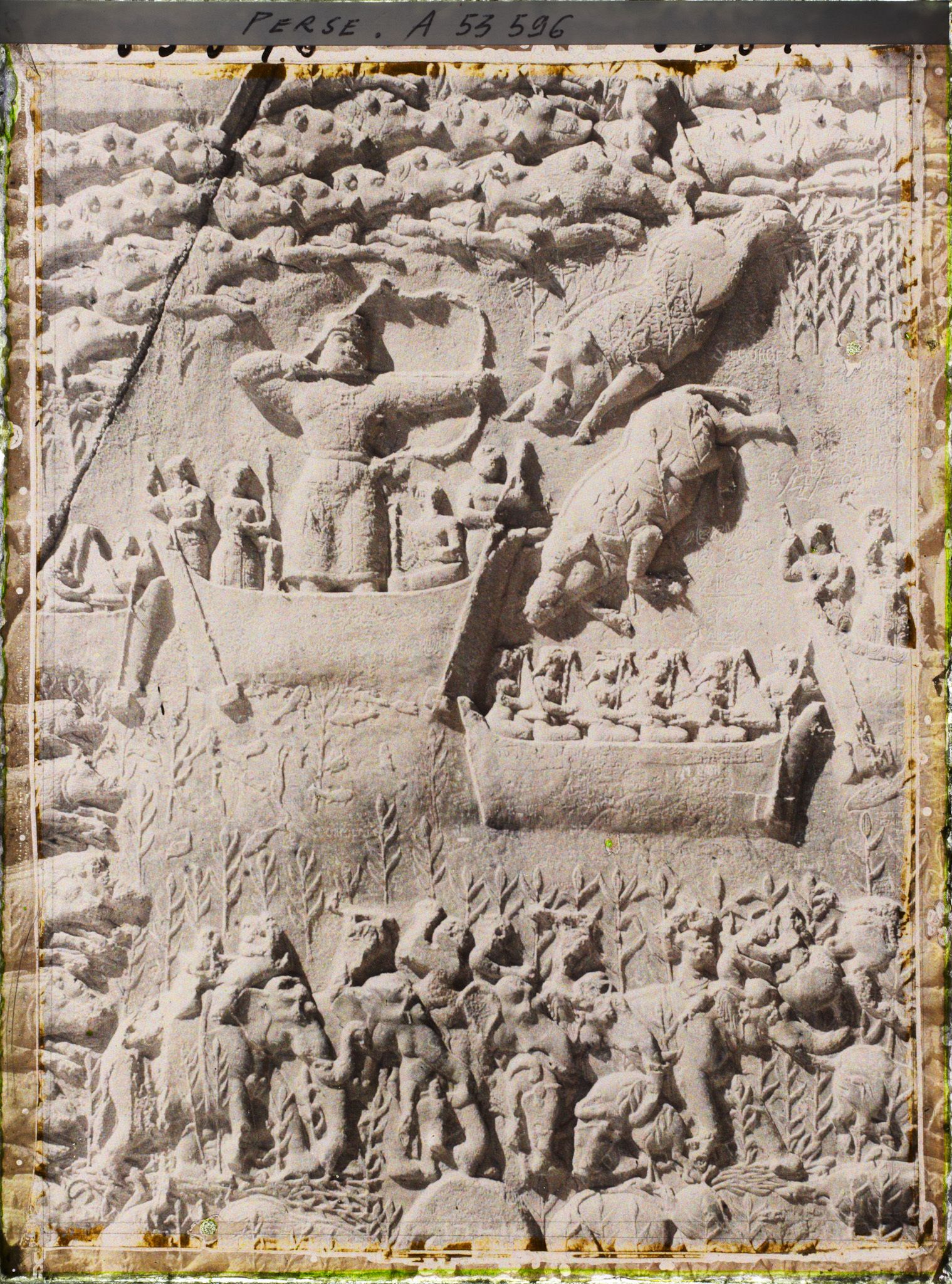 Image représentant Détail de la paroi latérale gauche de la grande grotte : scène de chasse royale au sanglier