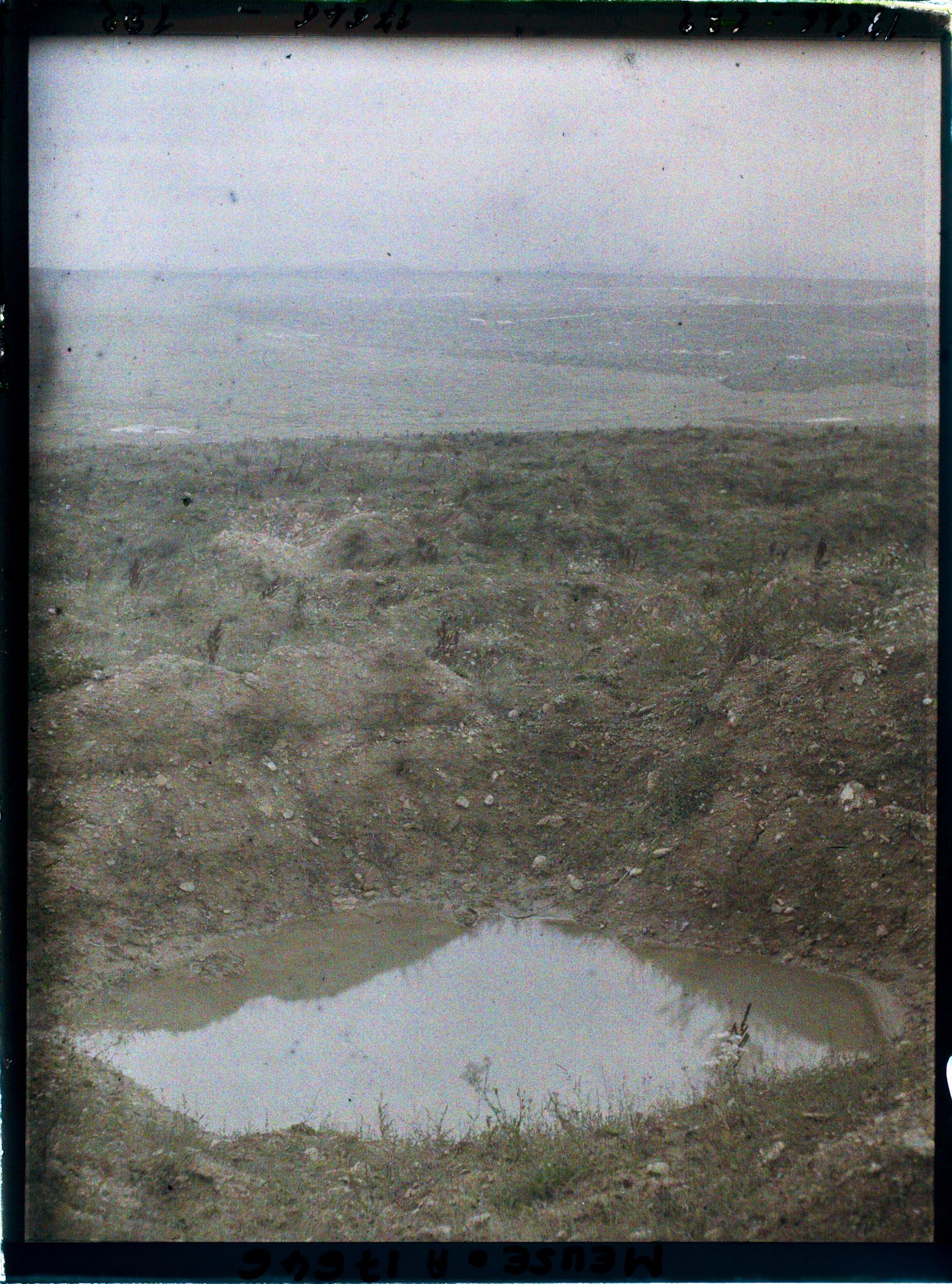 Image représentant France, Fort de Douaumont, Trou de marmite dans le fort vers la côte du Poivre