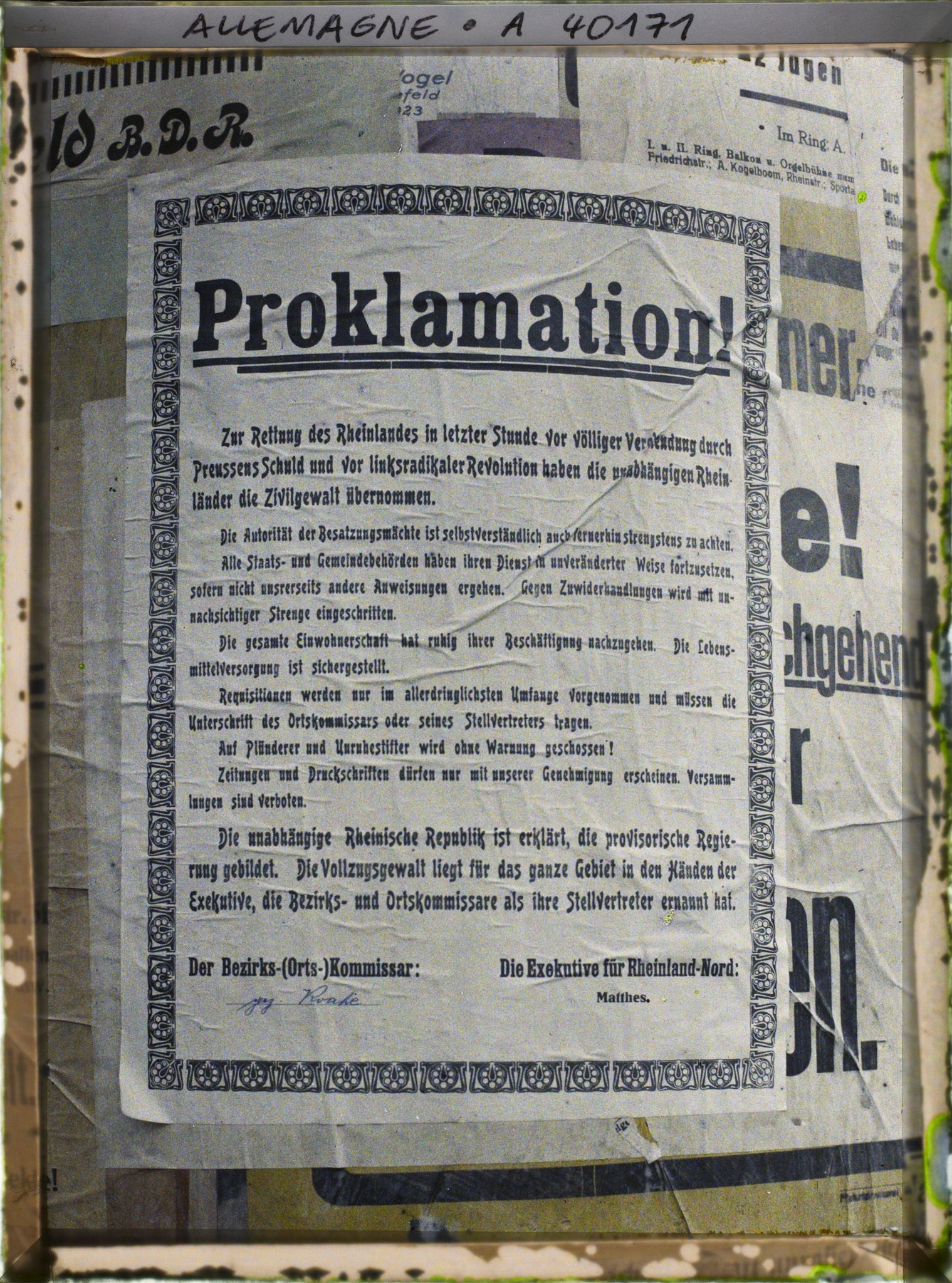 Image représentant Prusse, Crefeld, Proclamation de la République ( Affiche)