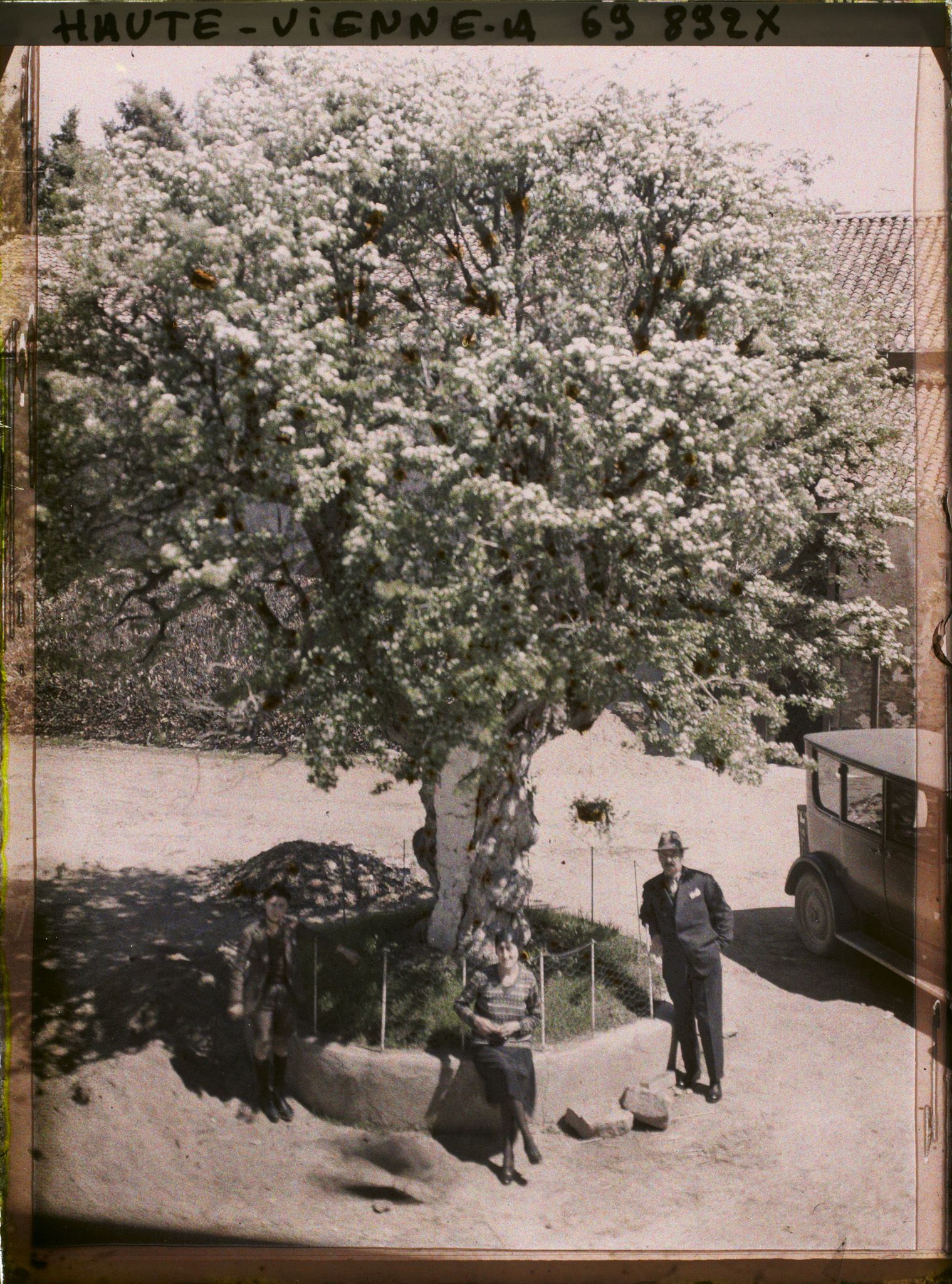 Image représentant Monsieur et Madame Mismes et leur fils devant leur voiture