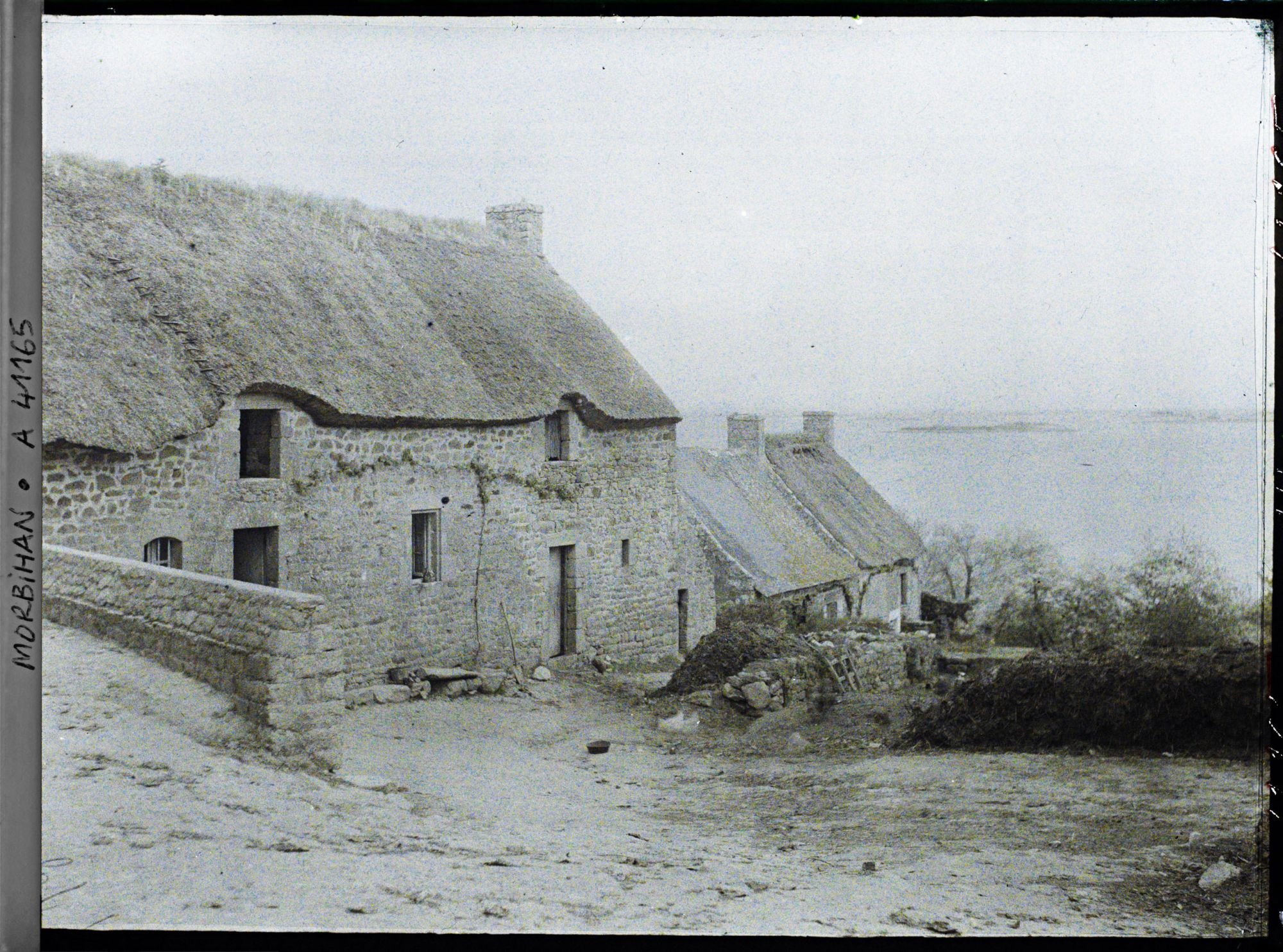Image représentant Maisons de Locmiquel ; vue prise sur la côte est de l'île