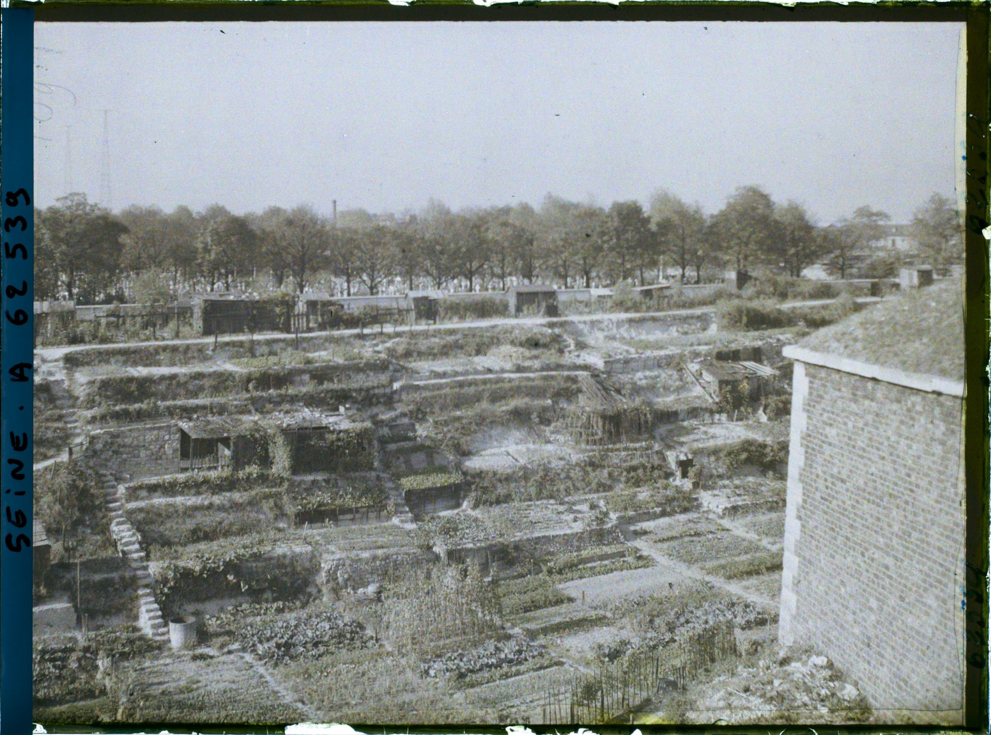 Image représentant Les jardins ouvriers à l'emplacement des anciennes fortifications porte de Clichy et le cimetière des Batignolles