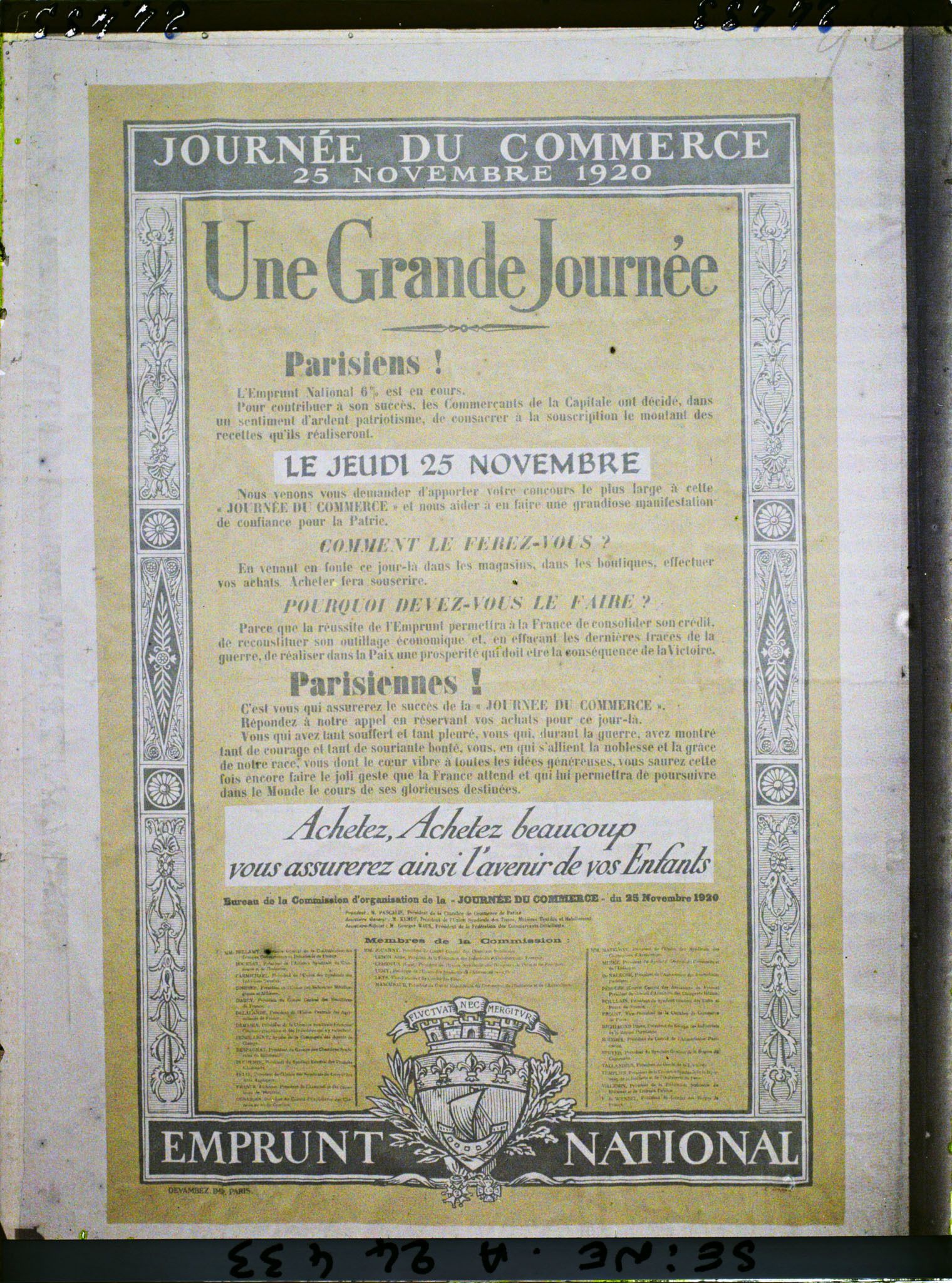 Image représentant Affiche pour l'emprunt national de 1920, Le Journée du Commerce du jeudi 25 novembre