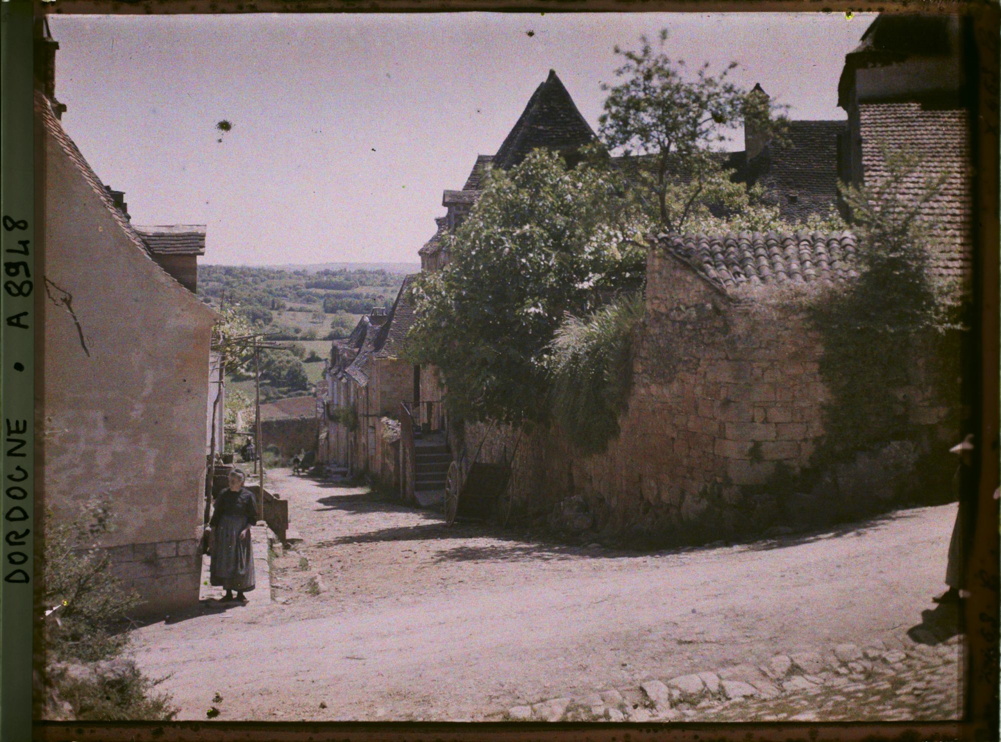 Image représentant France, Domme, Type de rues de bastide à angles droits rue descendante