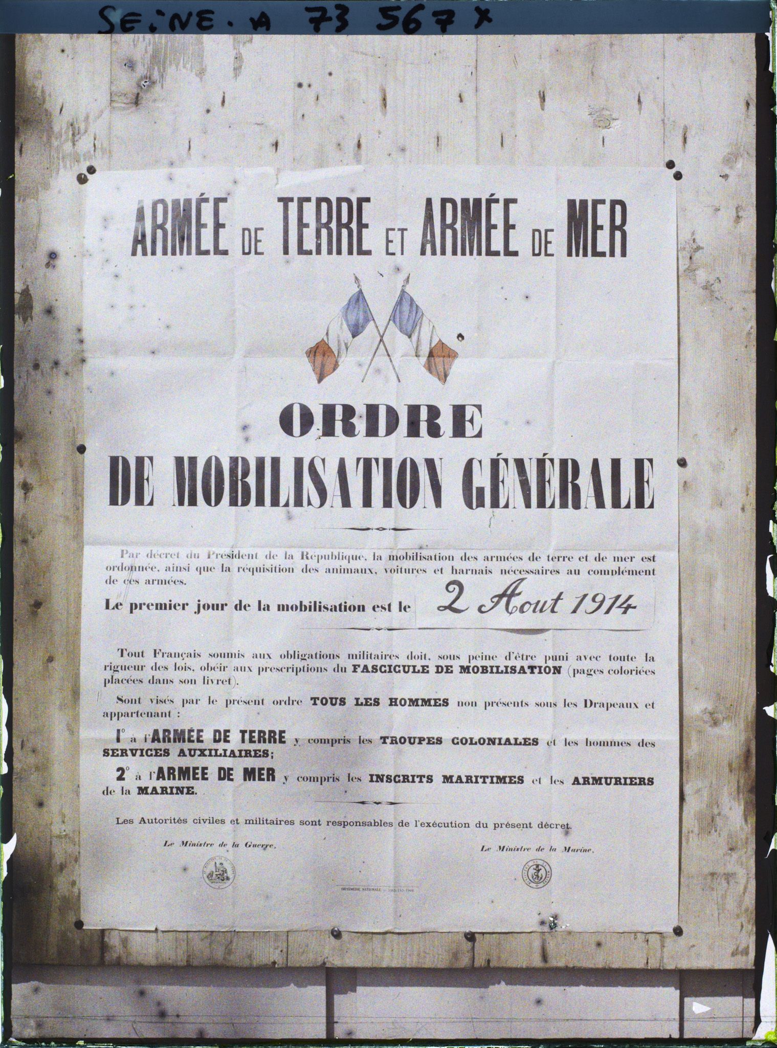 Image représentant Affiche de la mobilisation générale du 2 Août 1914