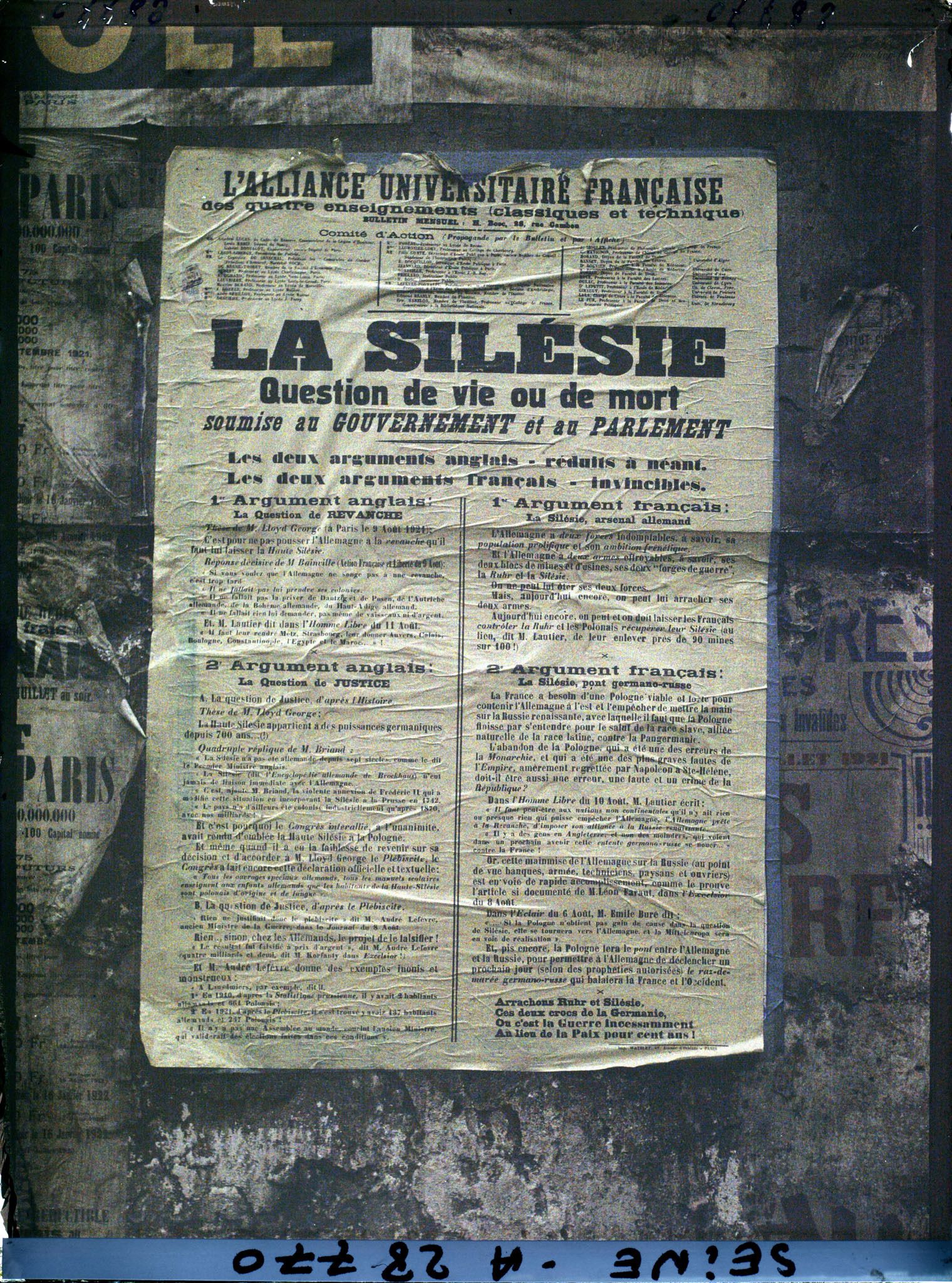 Image représentant Affiche de l'Alliance Universitaire Française sur la question de la Silésie