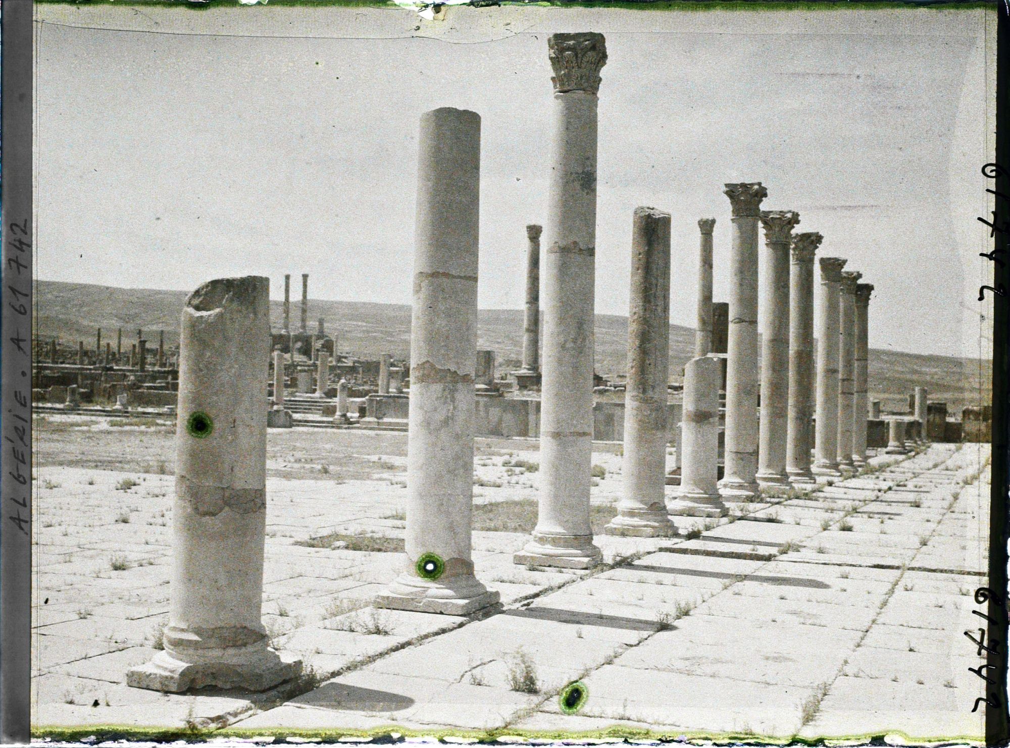 Image représentant Algérie, Timgad, Place et colonnade du Forum
