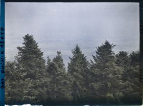 Image représentant France, Ste Odile, Vue vers le Nord-Est, un peu plus à l'Est, le gros village Obernai, le plus petit en avant Bernharts Weiles