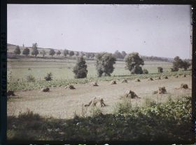 Image représentant France, Glorieux, Vue prise de Glorieux vers le Sud, la rangée d'arbres désigne la route de Paris (voie sacrée)