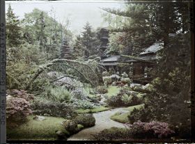 Image représentant Buissons d'azalées au croisement de chemins du " village japonais ", proche de la maison ouest