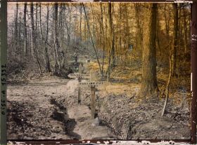 Image représentant France, Bois de Riquebourg, Guerre : Sépulture de 3 Soldats enterrés dans la tranchée qu'ils ont défendue