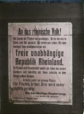 Image représentant Prusse, Crefeld, Affiche de la République à la Gare