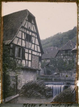 Image représentant France, Andlau, Vieilles Maisons et petite chute de la Rivière d'Andlau