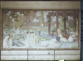 Image représentant L'Exposition des arts décoratifs, la Cour des métiers, Charles Plumet, Panneaux de O. Guillonnet, Les Jardins
