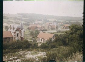 Image représentant France, Carency, Panorama dans la brume vers le bois de Carency