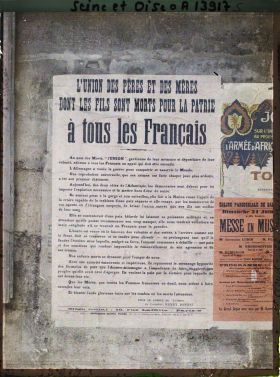 Image représentant Affiche de l'Union des Pères et des Mères dont les fils sont morts pour la Patrie