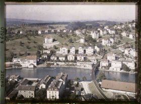 Image représentant Panorama de Lucerne et de la Reuss depuis la terrasse du château de Gütsch