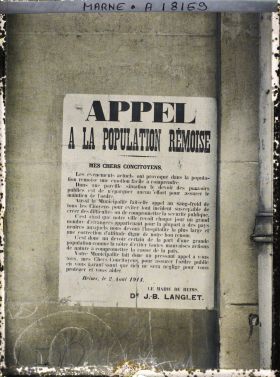 Image représentant France, Reims, Affiche de la municipalité du 2 août 1914