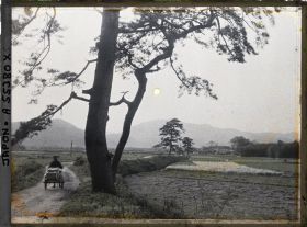 Image représentant Route et paysage de campagne (sortie est de Kyôto vers Ôtsu)