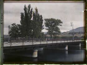 Image représentant Le pont des Bergues et l'île Rousseau sur le Rhône