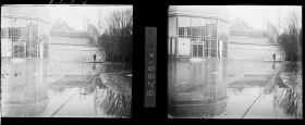 Image représentant La serre et le jardin français lors de la crue