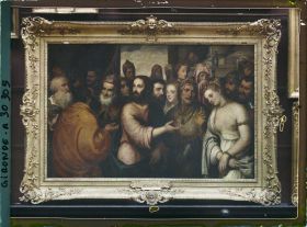 Image représentant Le tableau "Le Christ et la femme adultère" attribué à Tiziano Vecellio ou Le Titien, musée des Beaux-Arts