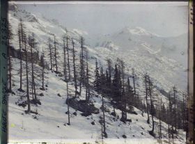 Image représentant France Les Alpes, Le Plan de l'Aiguille, Couloir de la Cornua, Mt Blanc, Dome et aige du Gouter, Glacier Supérieur des Bossons