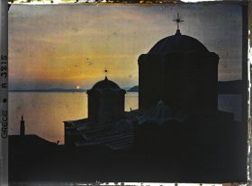 Image représentant Mont Athos, Dochiariou, Coucher de soleil sur la Mer Egée